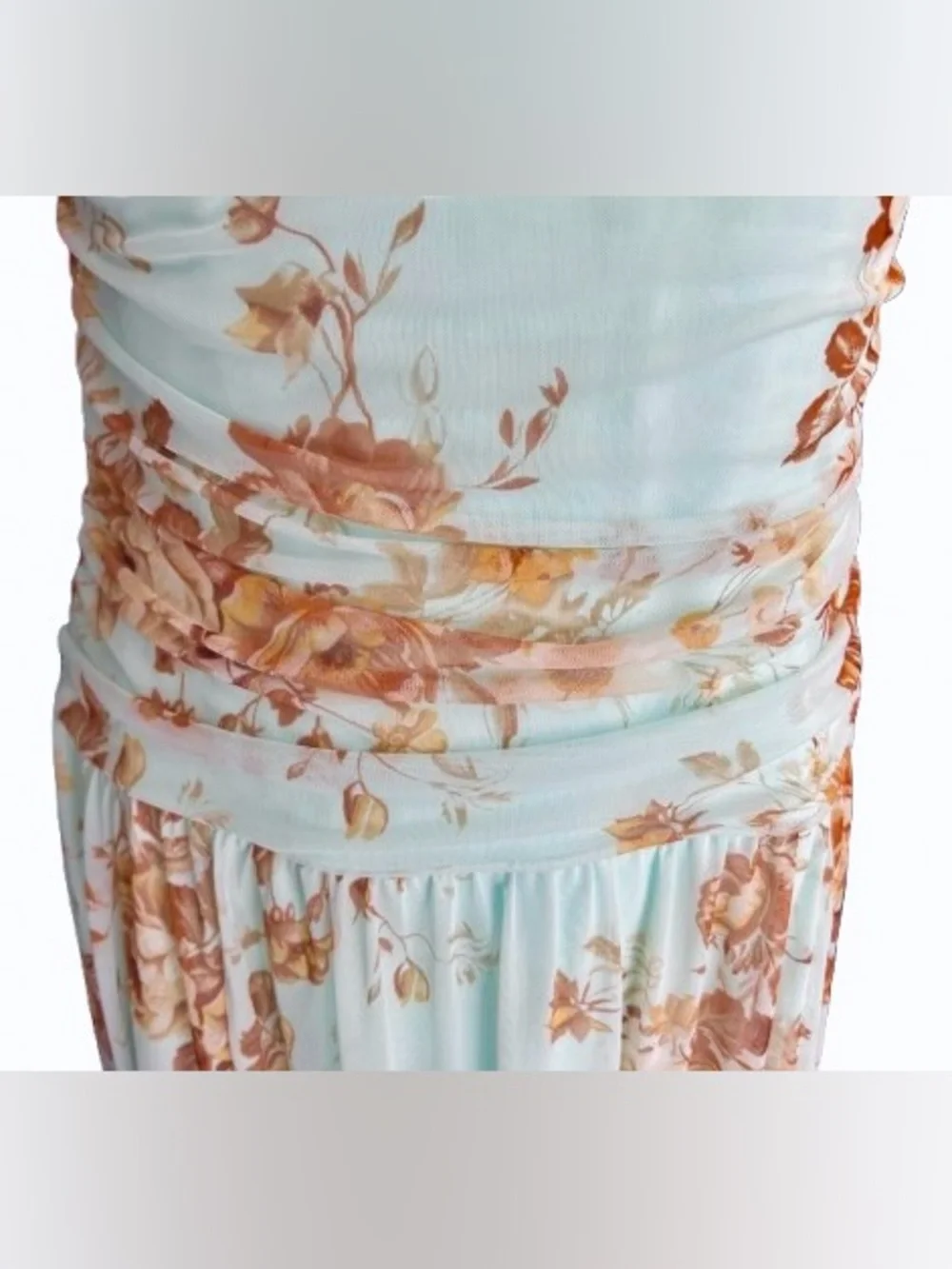 Sheer Abercrombie & Fitch Dress Mint Green Floral Illusion Medium Maxi Mesh Boho